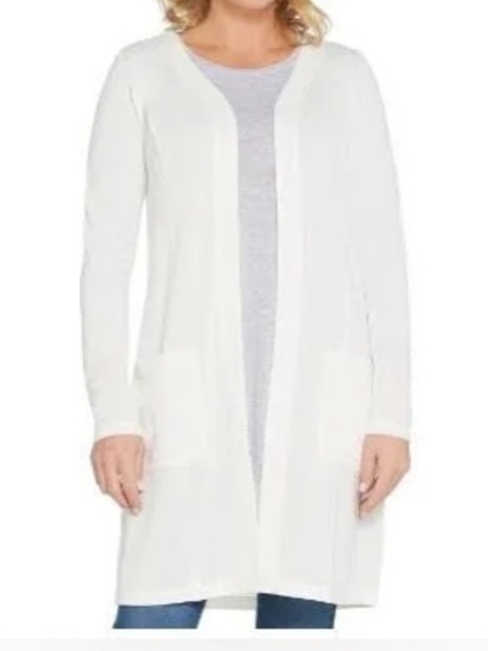 Belle Kim Gravel Feather Knit Open Cardigan Sweater Sz 2X NEW